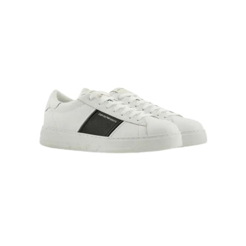 Emporio Armani Sneakers Sneakers Uomo con dettaglio logato in contrasto Bianco nero - Francavilla Moda